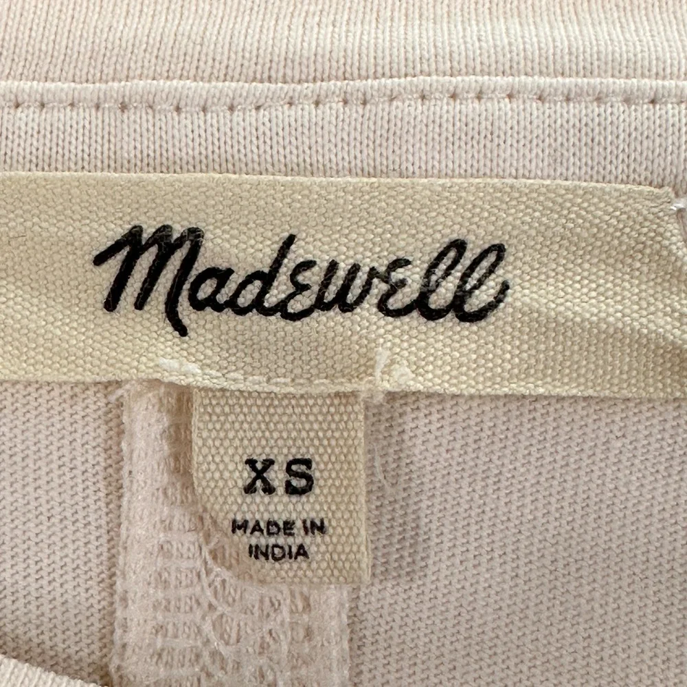 Madewell Smocked Puff Sleeve Mixed‎ Media Top Womens XS Cream Silk Blend | Boho